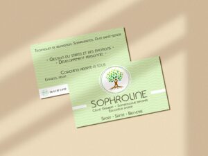 Mockup de carte de visite recto-verso Sophroline- Sarah La Selva