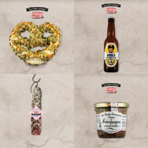 Montage d'éléments pour le site Internet des 3 Ptis Cochons issus d'un packshot produit - Sarah La Selva