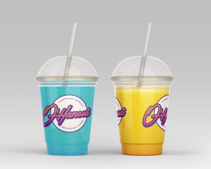 Stickers du logo de l'épicerie alimentation O'Hanout sur gobelets à Granita - Sarah La Selva