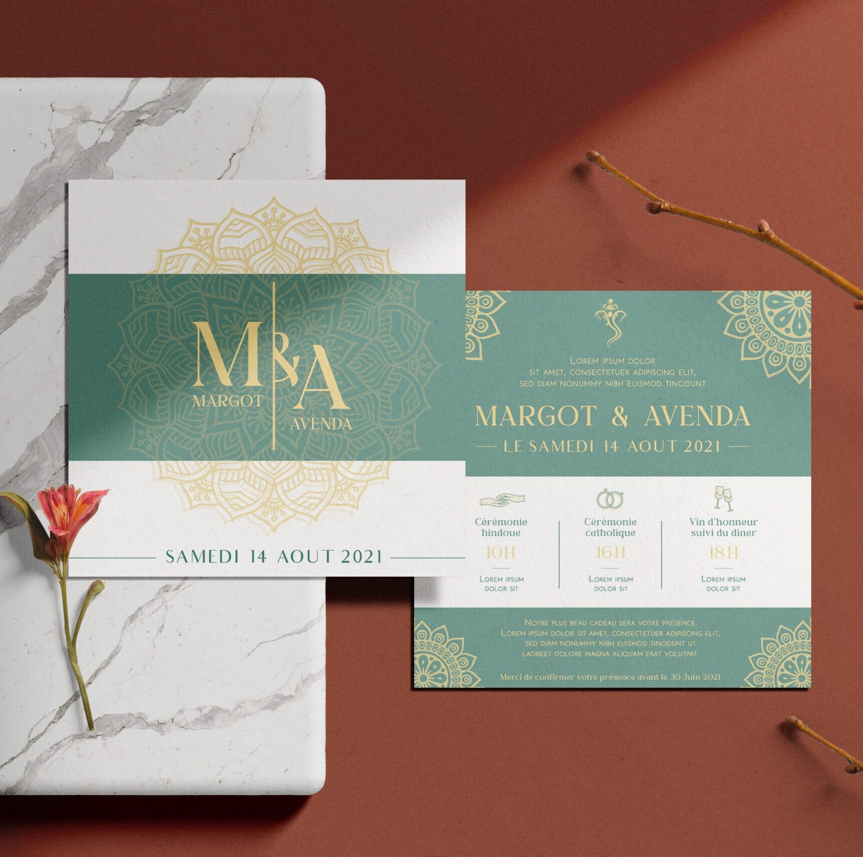 Mockup d'un faire-part de mariage