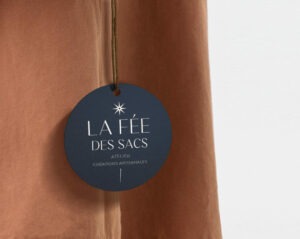 Mockup d'une étiquette de la marque LA fée des sacs